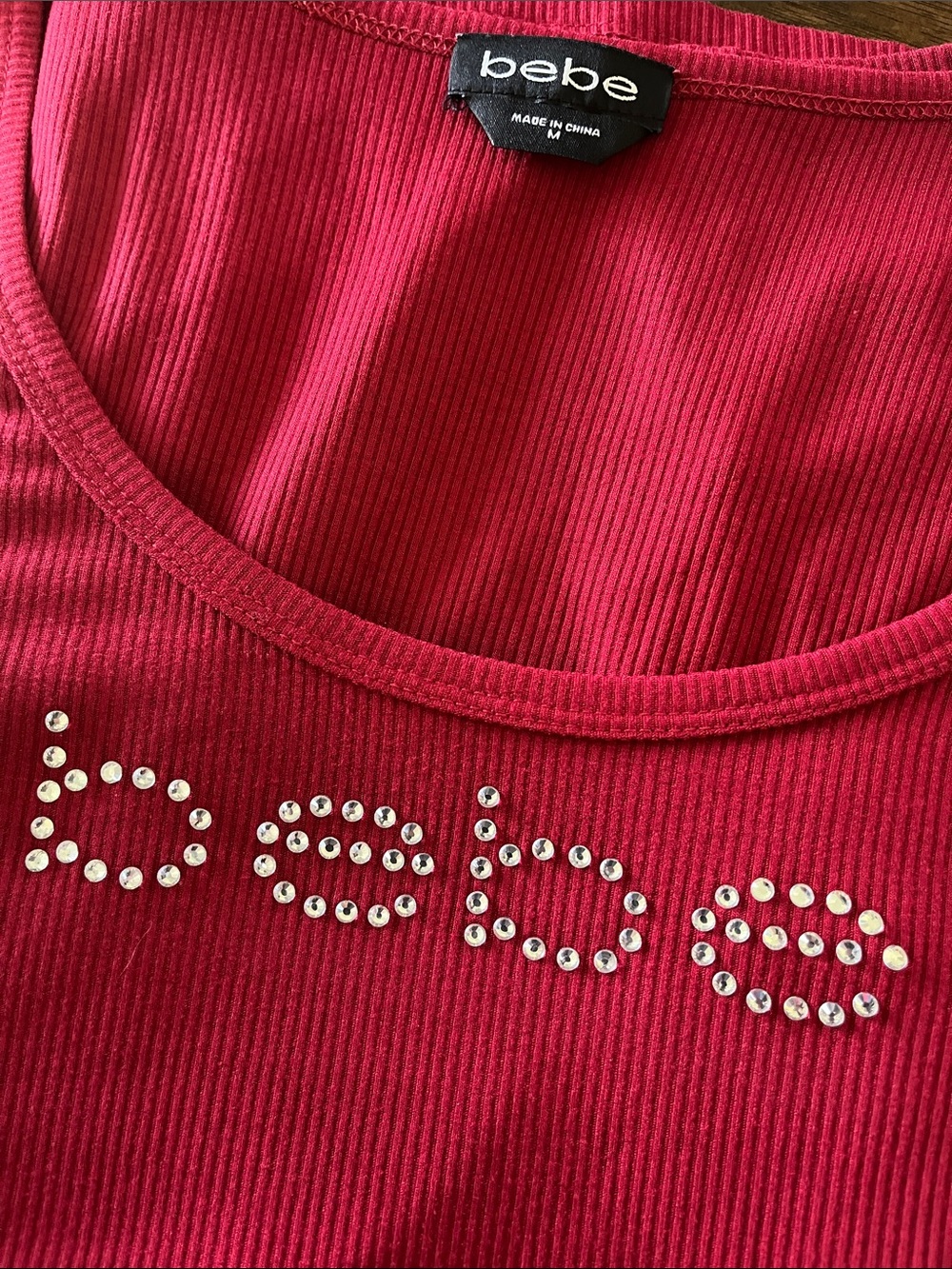 BEBE RhinestoneTop ❤️ Logo Tee